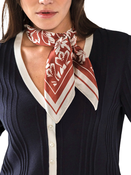 Pure Collection Silk Scarf, Deep Red Floral - view 2, Deep Red Floral