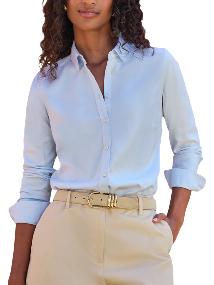 Pure Collection Cotton Slim Fit Shirt, Blue, Blue