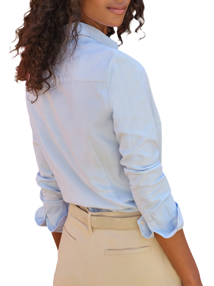 Pure Collection Cotton Slim Fit Shirt, Blue - view 2, Blue