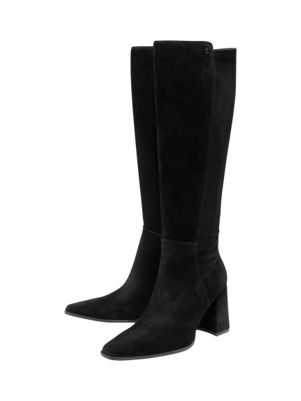 Ravel Alvan Suede Block Heel Knee High Boots, Black - view 2, Black