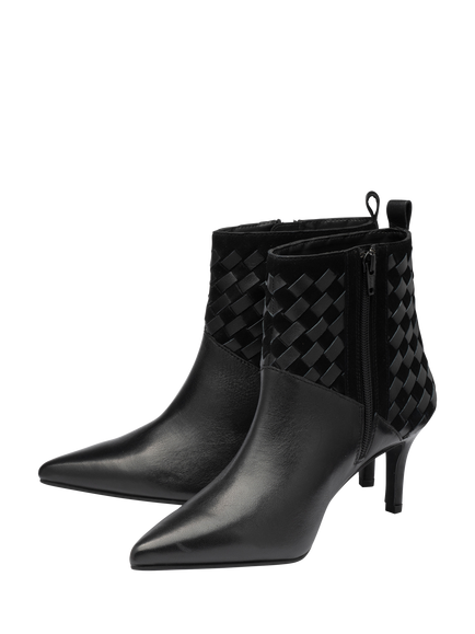 Ravel Bosley Leather Woven Detail Ankle Boots, Black - view 2, Black