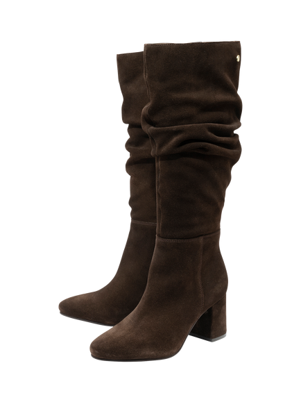 Ravel Farley Suede Slouchy Knee High Boots, Brown - view 2, Brown