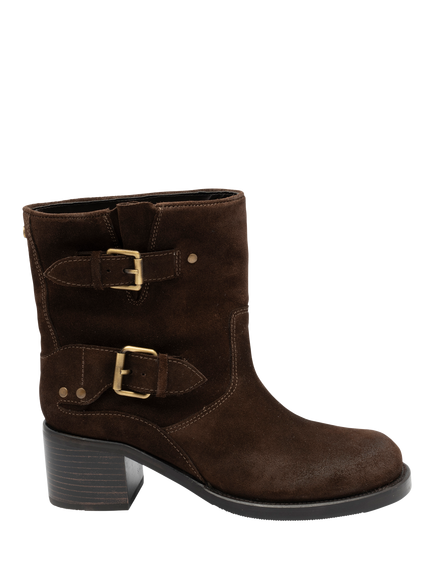 Ravel Haxton Suede Block Heel Biker Boots, Brown, Brown