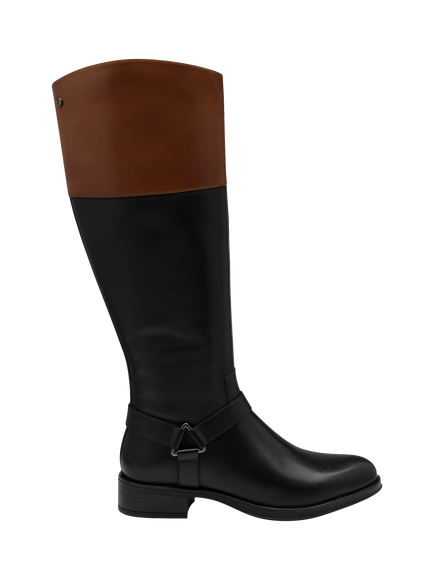 Ravel Marden Leather Knee High Boots, Black/Tan, Black/Tan