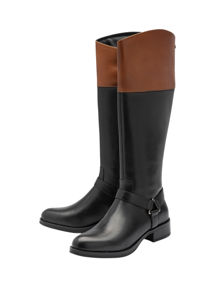 Ravel Marden Leather Knee High Boots, Black/Tan - view 2, Black/Tan