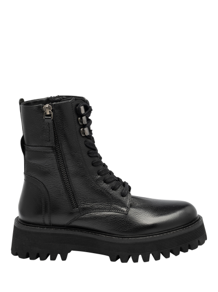 Ravel Mires Lace-Up Leather Boots, Black, Black