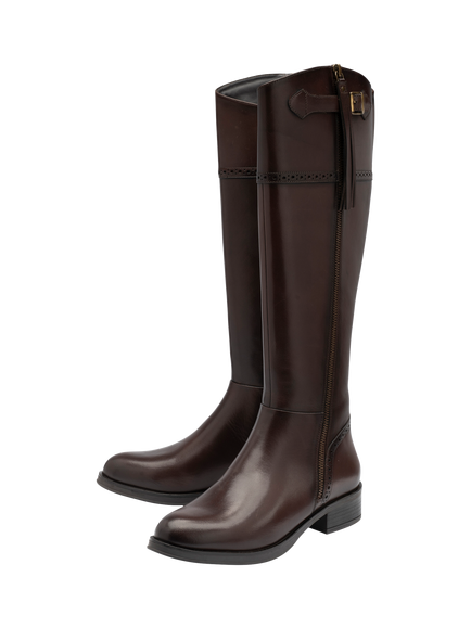 Ravel Rowton Knee High Leather Boots, Coffee - view 2, Coffee