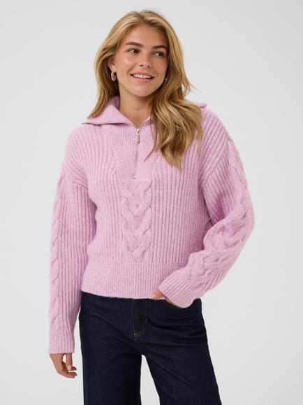 Saint Tropez Talmasz Chunky Knit Jumper, Mauve Mist Melange