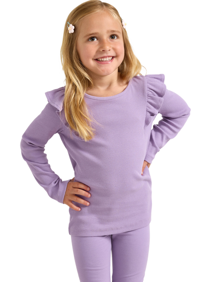 Lindex Kids' Frill Sleeve Top, Lilac, Lilac