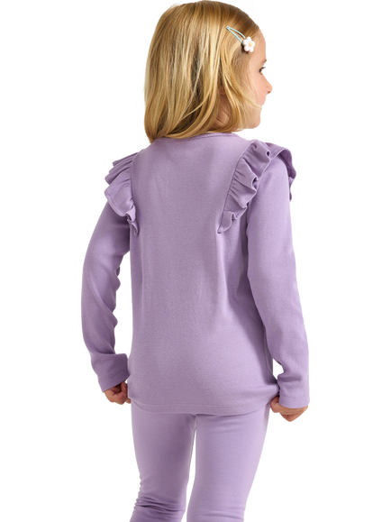 Lindex Kids' Frill Sleeve Top, Lilac - view 2, Lilac