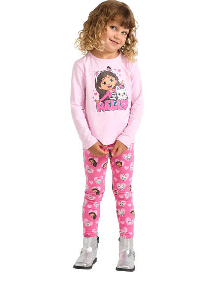 Lindex Kids' Gabby Dolls House Leggings, Pink, Pink