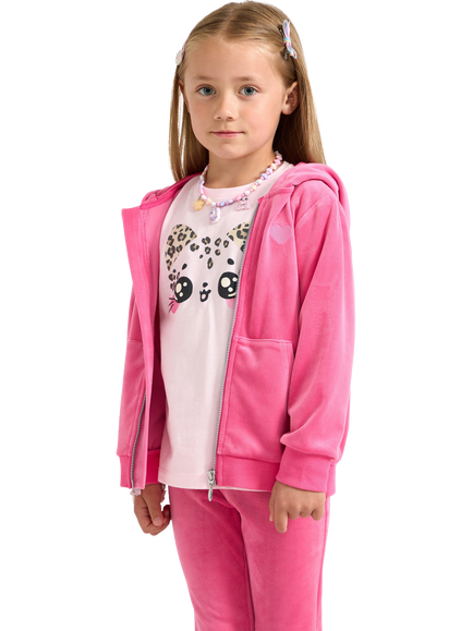 Lindex Kids' Velour Hoodie, Pink, Pink