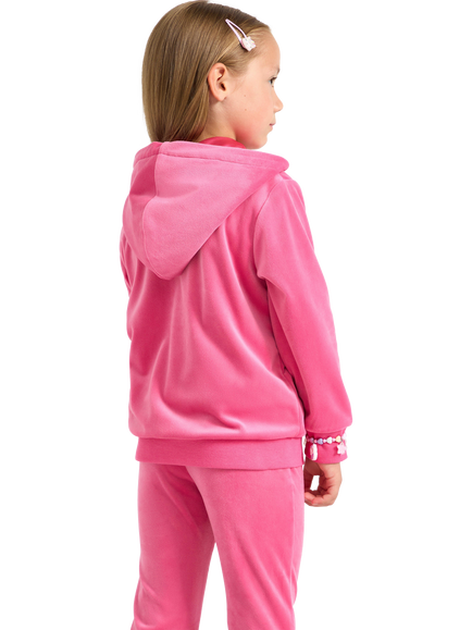 Lindex Kids' Velour Hoodie, Pink - view 2, Pink