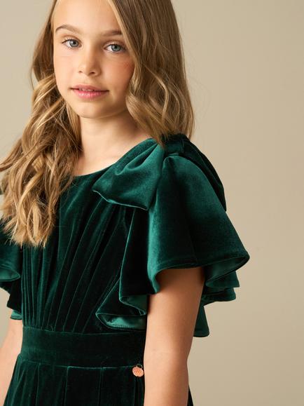 Angel & Rocket Kids' Bella Flutter Sleeve Dress, Green - view 2, Green