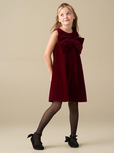 Angel & Rocket Kids' Clea Statement Bow Shift Dress, Burgundy - view 2, Burgundy
