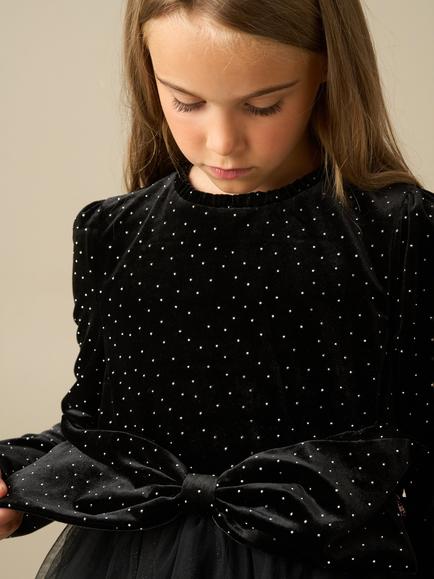 Angel & Rocket Kids' Elsie Long Sleeve Velvet and Tulle Dress, Black - view 2, Black