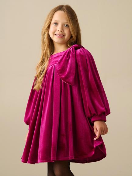 Angel & Rocket Kids' Felicity Velvet Dress, Pink, Pink