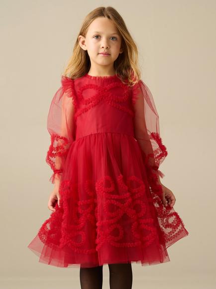 Angel & Rocket Kids' Juliette Mesh Dress, Red