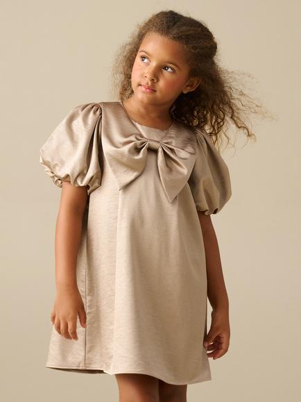 Angel & Rocket Kids' Nadia Textured Satin Dress, Champagne, Champagne