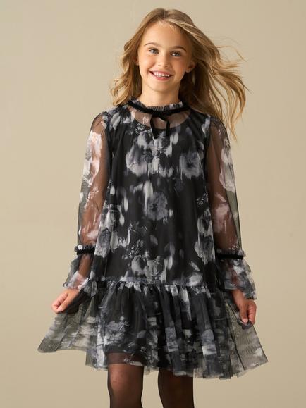 Angel & Rocket Kids' Neve Mesh Dress, Black, Black
