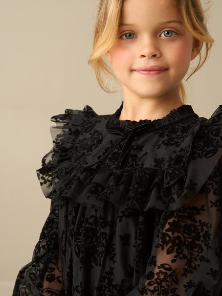 Angel & Rocket Kids' Nova Flock Velvet Mesh Dress, Black - view 2, Black