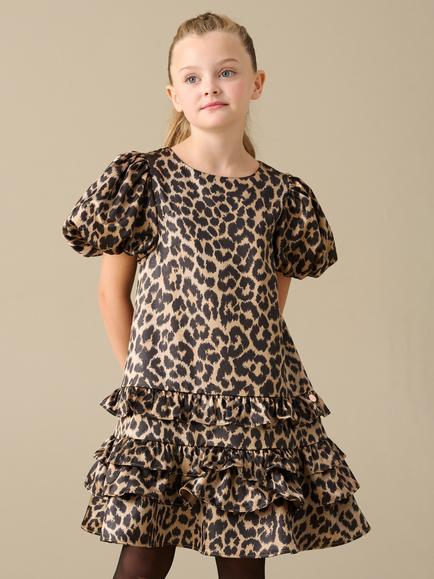 Angel & Rocket Kids' Seren Leopard Print Dress, Brown, Brown