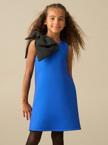 Angel & Rocket Kids' Thea Statement Bow Dress, Blue, Blue