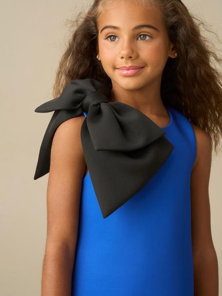 Angel & Rocket Kids' Thea Statement Bow Dress, Blue - view 2, Blue