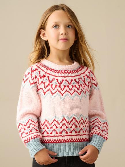 Angel & Rocket Kids' Aspen Fair Isle Jumper, Pink, Pink