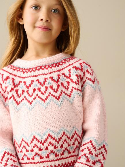 Angel & Rocket Kids' Aspen Fair Isle Jumper, Pink - view 2, Pink