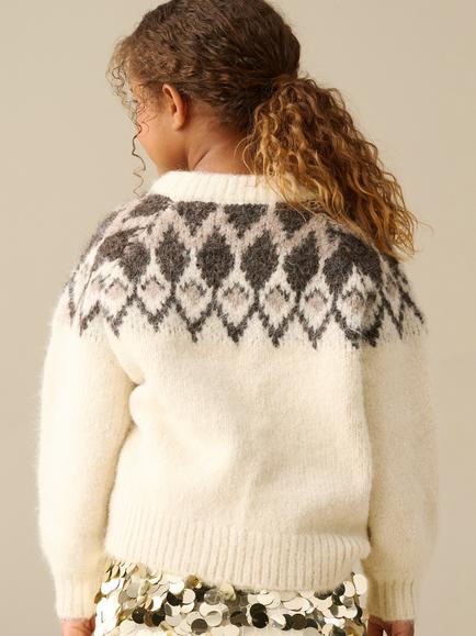 Angel & Rocket Kids' Charlie Knitted Fair Isle Jumper, Cream - view 2, Cream