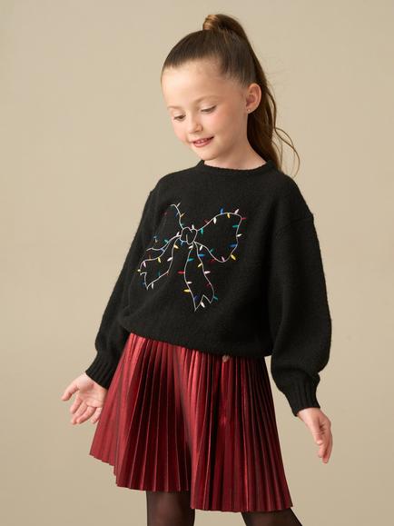 Angel & Rocket Kids' Haddie Festive Bow Jumper, Black - view 2, Black