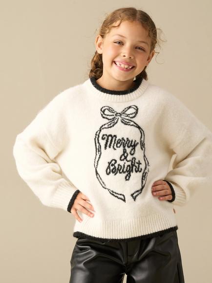 Angel & Rocket Kids' Olive Festive Jumper, Cream, Cream