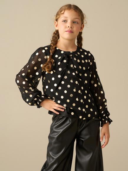 Angel & Rocket Kids' Dakota Metallic Polka Dot Blouse, Black, Black