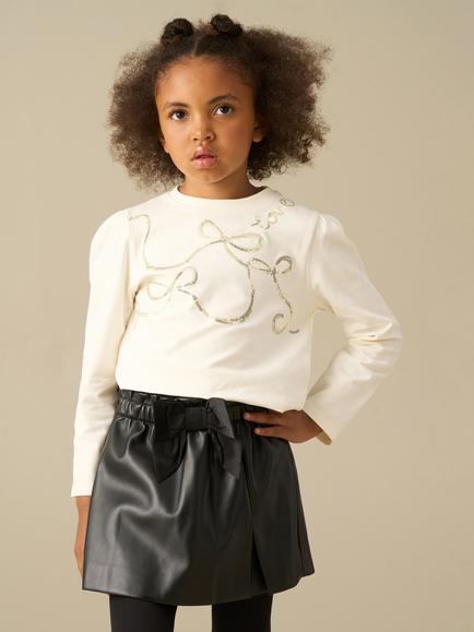 Angel & Rocket Kids' Ada Faux Leather Skort, Black - view 2, Black
