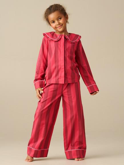 Angel & Rocket Kids' Clara Poplin Long Sleeve Pyjama Set, Red, Red