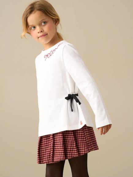 Angel & Rocket Kids' Betsy Long Sleeve Embroidered Bow Top, White - view 2, White