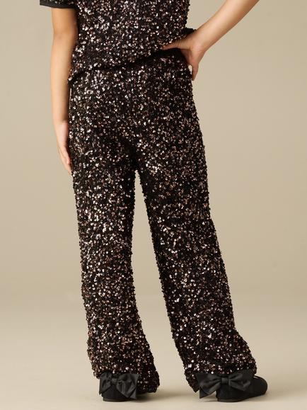 Angel & Rocket Kids' Leona Sequin Wide Leg Trousers, Black - view 2, Black