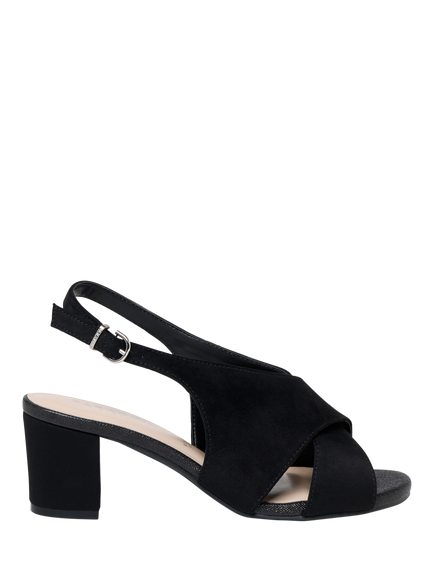Paradox London Neroli Wide Fit Block Heel Slingback Sandals, Black, Black