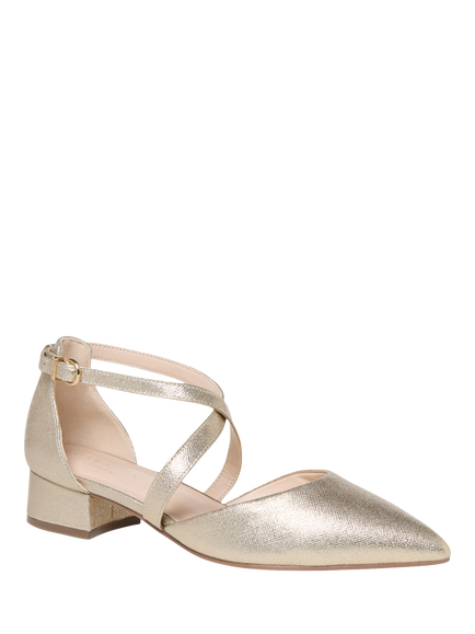Paradox London Fabienne Wide Fit Block Heel Open Court Shoes - view 2, Champagne