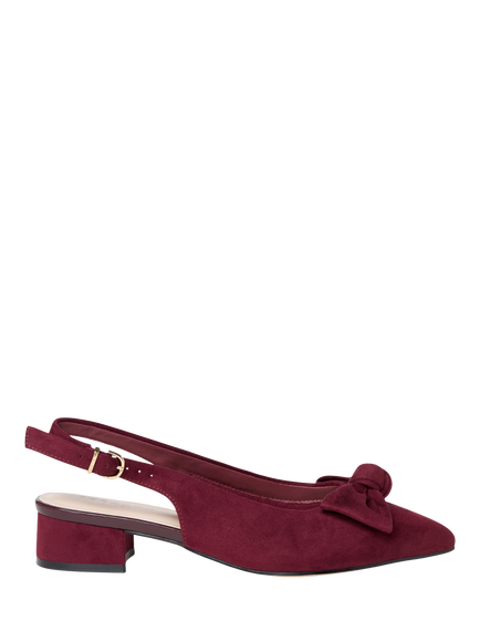 Paradox London Fallon Wide Fit Block Heel Slingback Court Shoes, Burgundy