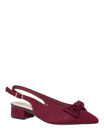 Paradox London Fallon Wide Fit Block Heel Slingback Court Shoes - view 2, Burgundy