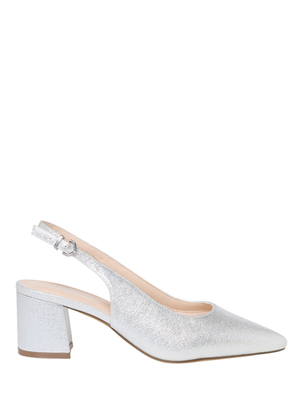 Paradox London Farren Extra Wide Fit Suede Court Shoes, Silver, Silver