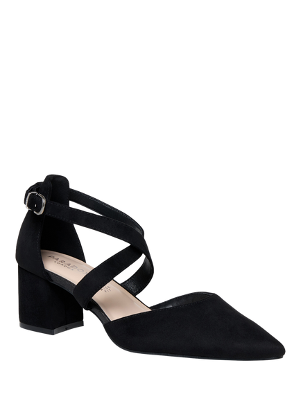 Paradox London Florrie Extra Wide Fit Suede Court Shoes - view 2, Black