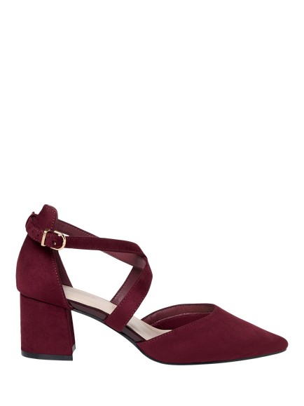 Paradox London Florrie Extra Wide Fit Suede Court Shoes, Burgundy