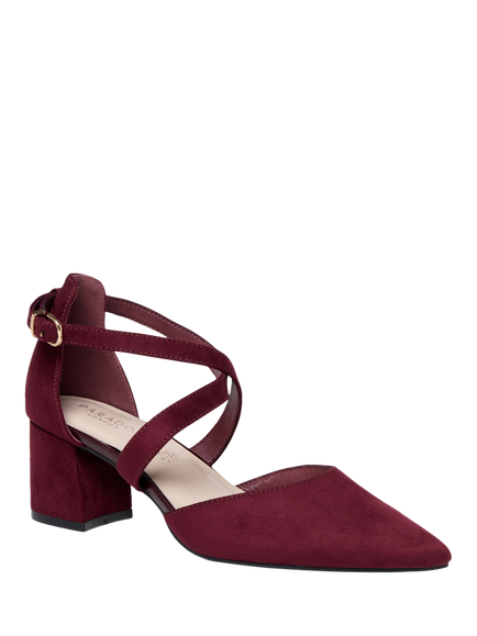 Paradox London Florrie Extra Wide Fit Suede Court Shoes - view 2, Burgundy