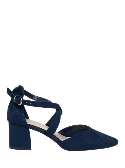 Paradox London Florrie Extra Wide Fit Suede Court Shoes, Navy