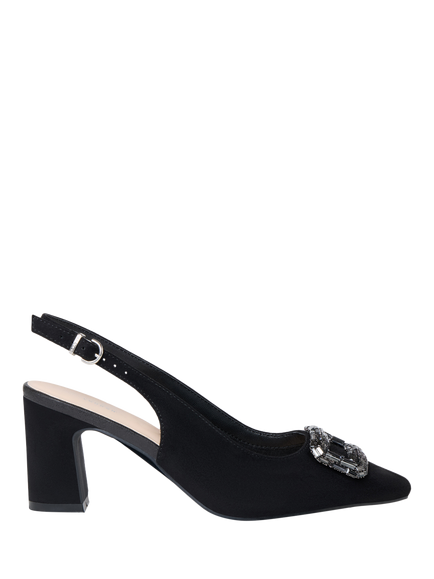 Paradox London Gabriella Wide Fit Block Heel Slingback Court Shoes, Black, Black