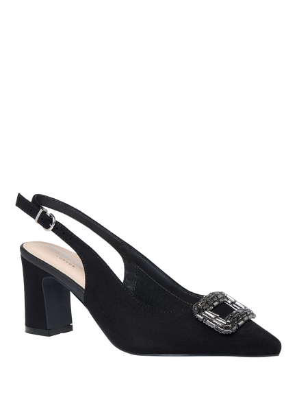 Paradox London Gabriella Wide Fit Block Heel Slingback Court Shoes, Black - view 2, Black