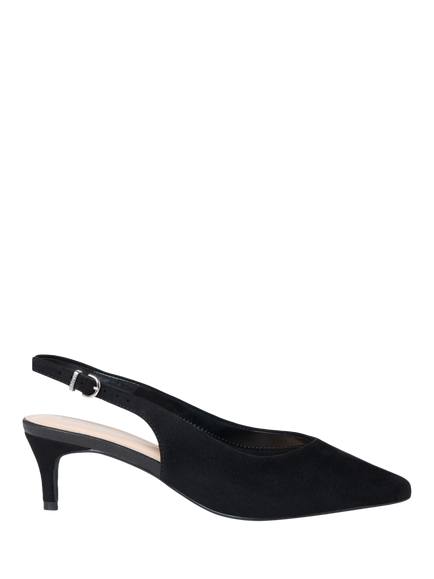 Paradox London Galina Wide Fit Microsuede Kitten Heel Slingback Court Shoes, Black, Black